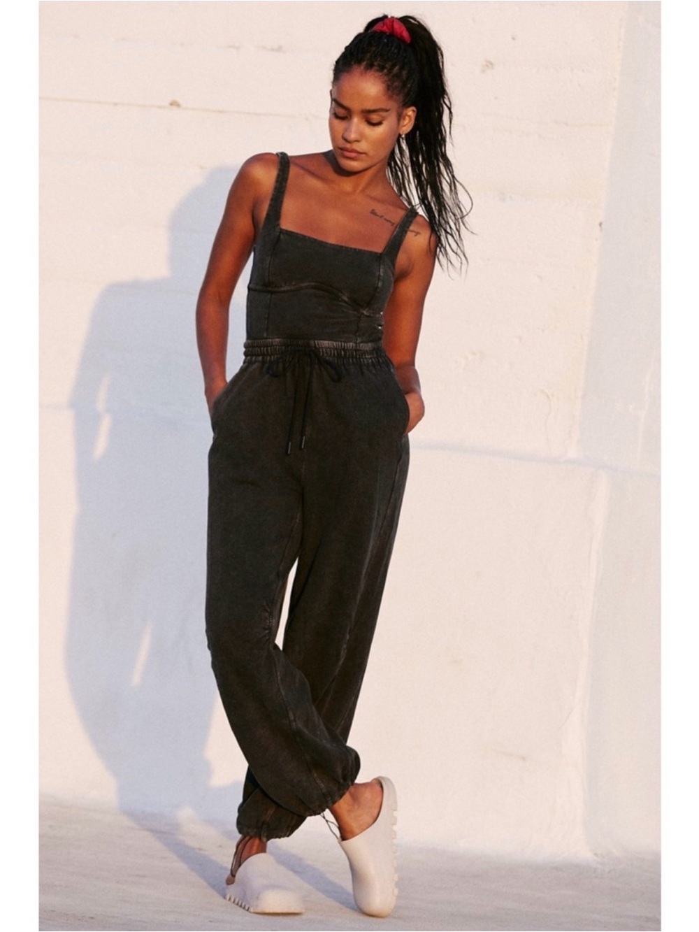 Free People Movement Women’s Black Jumpsuit with Drawstring Waist